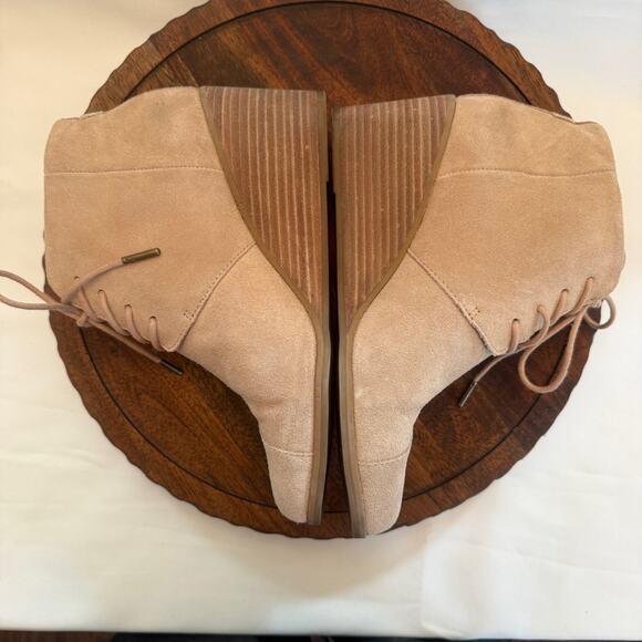 TOMS Women’s Hyde Sand Suede Lace Up Wedge Booties Ankle Boots Size 8.5 Tan - Picture 7 of 9